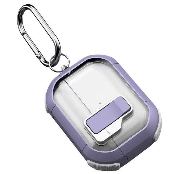 Футляр протиударний Locking Button для навушників Airpods Pro Light Purple 79159 фото