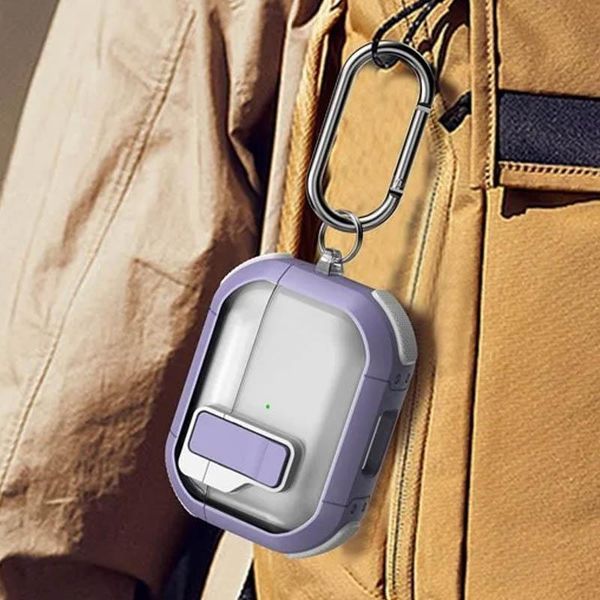 Футляр протиударний Locking Button для навушників Airpods Pro Light Purple 79159 фото